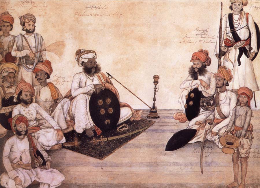 Thakur Daulat Singh,His Minister,His Nephew and Others in a Council